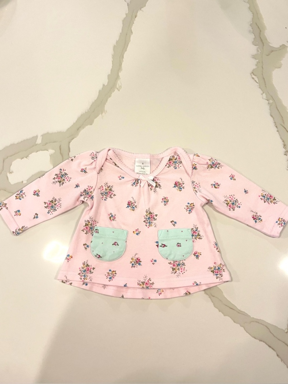 Laura Ashley Baby Girl Pink Floral Long Sleeve Top 6-9M